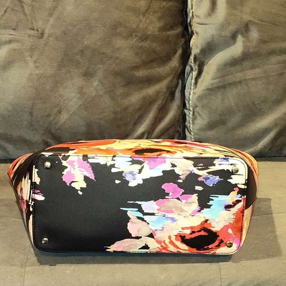 KATE SPADE NEW YORK SMALL TALLY BLURRY FLORAL LAUREL WAY BLACK TOTE